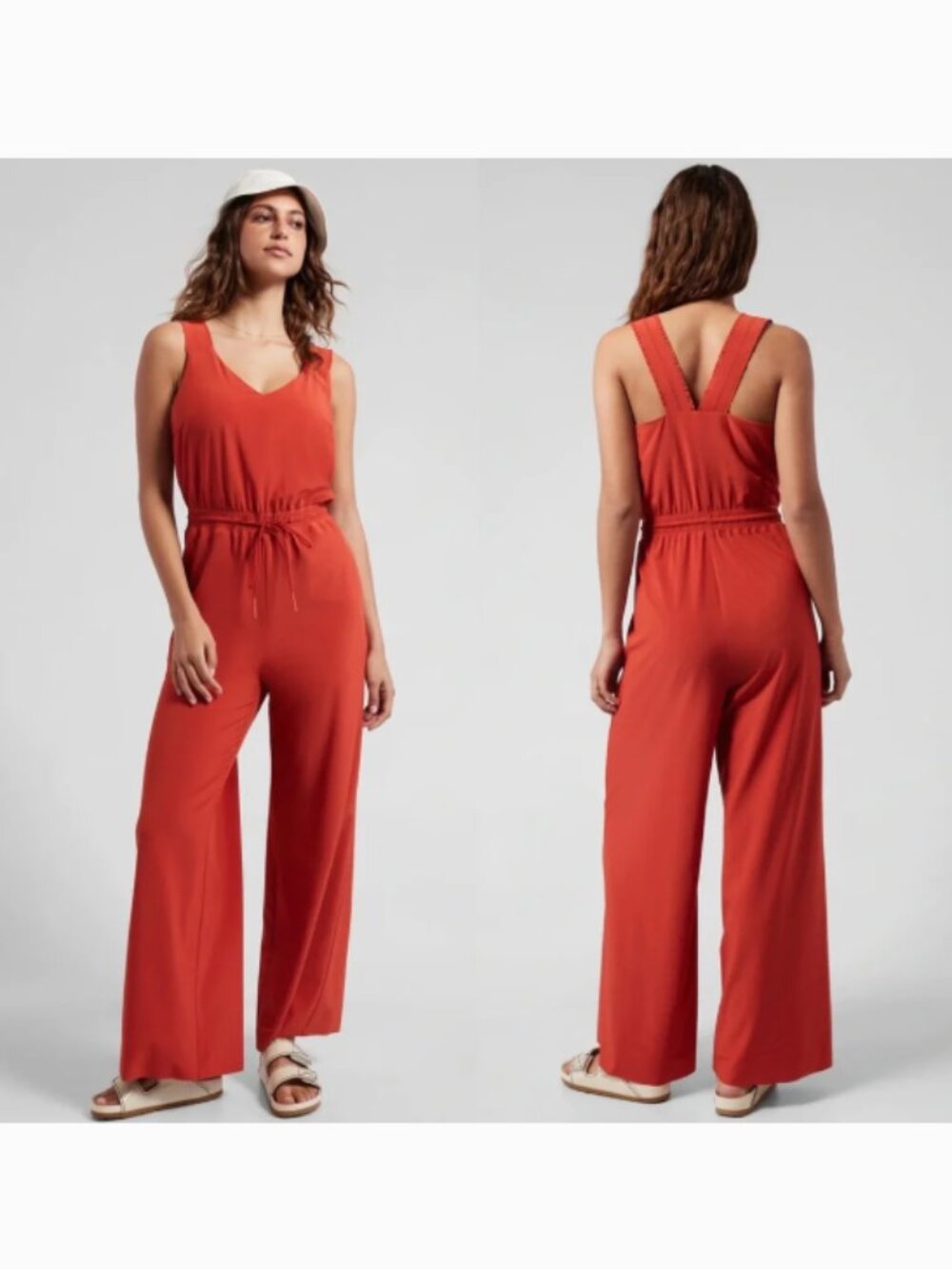 Athleta Savannah Jumpsuit V-Neck Wide Leg - Size 12